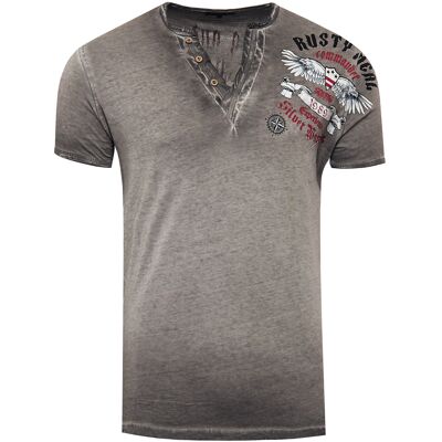 Rusty Neal V-hals T-shirt met print aan de zijkant M Rusty Neal V-hals T-shirt met print aan de zijkant M