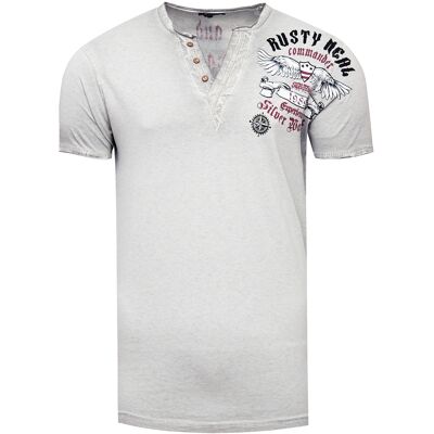 Rusty Neal V-hals T-shirt met print aan de zijkant XL Rusty Neal V-hals T-shirt met print aan de zijkant XL