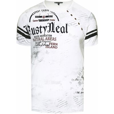 Rusty Neal T-shirt met knoopjes aan de zijkant en een logo-print 2XL Rusty Neal T-shirt met knoopjes aan de zijkant en een logo-print 2XL