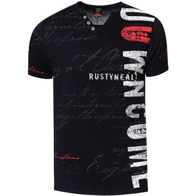 Rusty Neal T-shirt met V-hals en logo-print aan de zijkant M Rusty Neal T-shirt met V-hals en logo-print aan de zijkant M