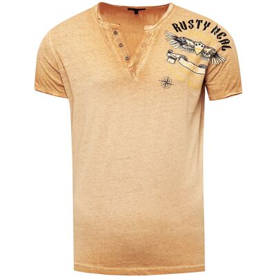 Rusty Neal V-hals T-shirt met print aan de zijkant L Rusty Neal V-hals T-shirt met print aan de zijkant L