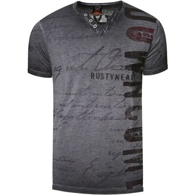 Rusty Neal T-shirt met V-hals en logo-print aan de zijkant L Rusty Neal T-shirt met V-hals en logo-print aan de zijkant L