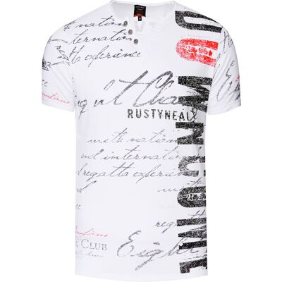 Rusty Neal T-shirt met V-hals en logo-print aan de zijkant L Rusty Neal T-shirt met V-hals en logo-print aan de zijkant L