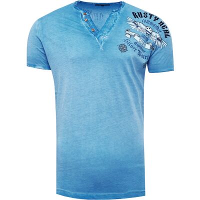 Rusty Neal V-hals T-shirt met print aan de zijkant L Rusty Neal V-hals T-shirt met print aan de zijkant L