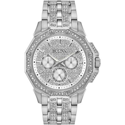 Bulova Kristallen Heren Zilveren Horloge 96C134 One Size Bulova Kristallen Heren Zilveren Horloge 96C134 One Size