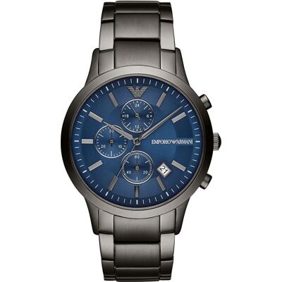 Emporio Armani AR11215 Chronograaf Blauw Wijzerplaat Gunmetal Strap Herenhorloge One Size Emporio Armani AR11215 Chronograaf Blauw Wijzerplaat Gunmetal Strap Herenhorloge One Size