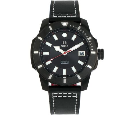 Shield Shaw lederen band duikhorloge voor heren met datum One Size Shield Shaw lederen band duikhorloge voor heren met datum One Size
