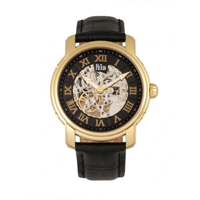 Reign Kahn automatisch skelet horloge met leren band One Size Reign Kahn automatisch skelet horloge met leren band One Size