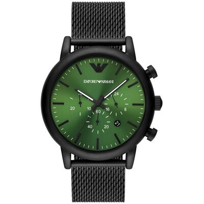 Emporio Armani AR11470 Zwart en Luigi Green Chronograaf Quartz Herenhorloge One Size Emporio Armani AR11470 Zwart en Luigi Green Chronograaf Quartz Herenhorloge One Size