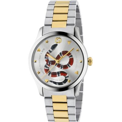 Gucci YA1264075 G-Timeless Tweekleurig Herenhorloge 38mm Gucci YA1264075 G-Timeless Tweekleurig Herenhorloge 38mm