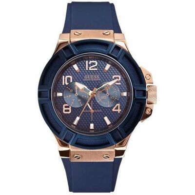 Guess W0247G3 Blauw Siliconen Herenhorloge One Size Guess W0247G3 Blauw Siliconen Herenhorloge One Size