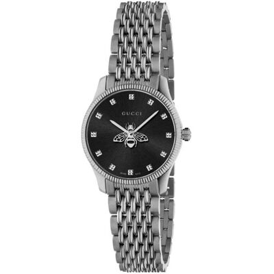 Gucci YA1265020 G-Timeless Zwarte Wijzerplaat met Bijen Dames Horloge One Size Gucci YA1265020 G-Timeless Zwarte Wijzerplaat met Bijen Dames Horloge One Size