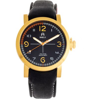 Shield Berge lederen band heren duikhorloge One Size Shield Berge lederen band heren duikhorloge One Size