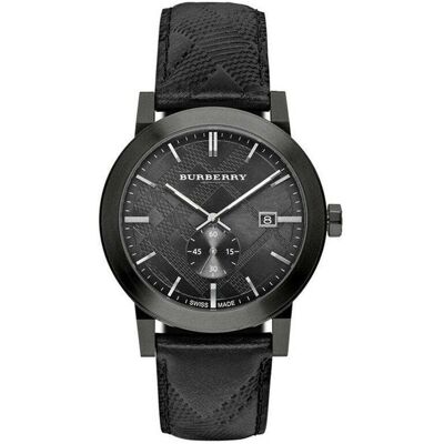 Burberry BU9906 City Zwart Leren Band Herenhorloge One Size Burberry BU9906 City Zwart Leren Band Herenhorloge One Size