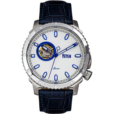 Reign Bauer automatisch semi-skelet lederen band horloge One Size Reign Bauer automatisch semi-skelet lederen band horloge One Size