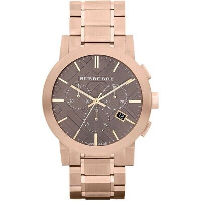 Burberry BU9353 Taupe Chronograaf Wijzerplaat Rose Verguld Staal Herenhorloge One Size Burberry BU9353 Taupe Chronograaf Wijzerplaat Rose Verguld Staal Herenhorloge One Size