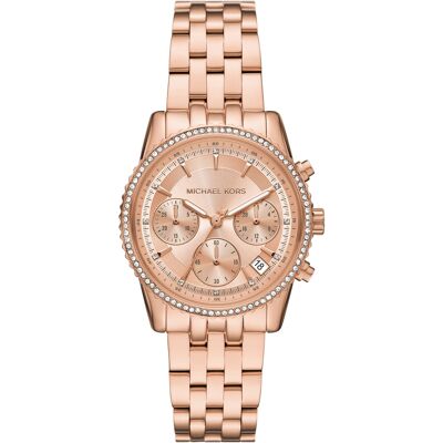 Michael Kors Ritz Dames Roze Gouden Horloge MK7531 One Size Michael Kors Ritz Dames Roze Gouden Horloge MK7531 One Size