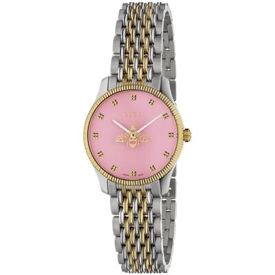 Gucci G-Timeless 29mm Dames Horloge met Bijenmotief en Roze Wijzerplaat One Size Gucci G-Timeless 29mm Dames Horloge met Bijenmotief en Roze Wijzerplaat One Size