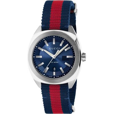 Gucci YA142304 GG2570 Heren 41mm Blauw Canvas Horloge - Stijlvol & Duurzaam One Size Gucci YA142304 GG2570 Heren 41mm Blauw Canvas Horloge - Stijlvol & Duurzaam One Size