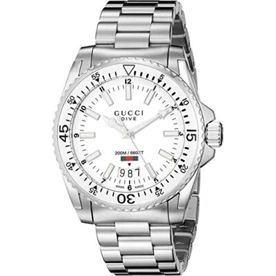 Gucci YA136302 Heren Duikhorloge - 40mm Roestvrij Staal & 200m Waterdicht One Size Gucci YA136302 Heren Duikhorloge - 40mm Roestvrij Staal & 200m Waterdicht One Size