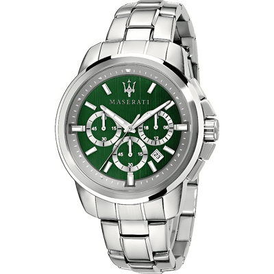 Maserati R8873621017 Successo herenhorloge met chronograaf en groene wijzerplaat One Size Maserati R8873621017 Successo herenhorloge met chronograaf en groene wijzerplaat One Size