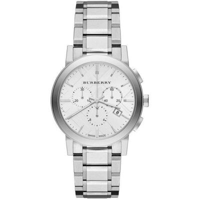 Burberry dameshorloge BU9750 City Chronograaf met zilveren wijzerplaat en roestvrij stalen band One Size Burberry dameshorloge BU9750 City Chronograaf met zilveren wijzerplaat en roestvrij stalen band One Size