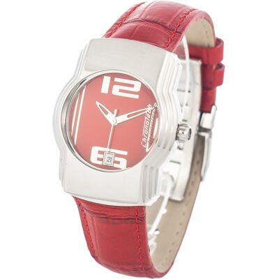 Chronotech 7279 Rode Leren Horloge met Band One Size Chronotech 7279 Rode Leren Horloge met Band One Size