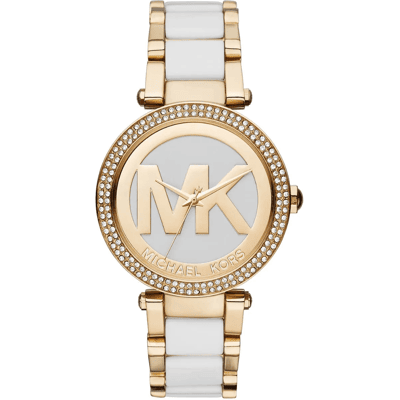 Michael Kors Parker MK6313 Witte Wijzerplaat 39mm Dames Gouden & Witte Horloge One Size Michael Kors Parker MK6313 Witte Wijzerplaat 39mm Dames Gouden & Witte Horloge One Size