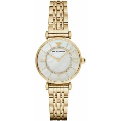 Emporio Armani AR1907 Moeder van Parel Wijzerplaat Gouden Stalen Dameshorloge One Size Emporio Armani AR1907 Moeder van Parel Wijzerplaat Gouden Stalen Dameshorloge One Size