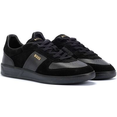 Boss Brandon zwart suède/leren herentrainers 42 Boss Brandon zwart suède/leren herentrainers 42