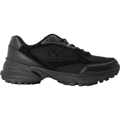 Calvin Klein Heren Hike Runner Leren Sneakers (Drievoudig Zwart) 44.5 Calvin Klein Heren Hike Runner Leren Sneakers (Drievoudig Zwart) 44.5