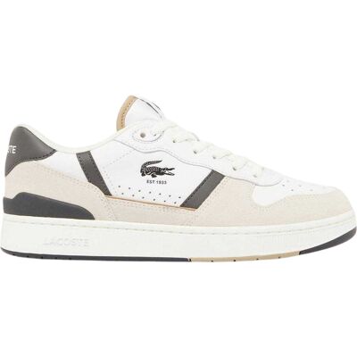 Lacoste Leren platte tennisschoenen voor heren met T-clip-set (Wit/donkergroen) 43 Lacoste Leren platte tennisschoenen voor heren met T-clip-set (Wit/donkergroen) 43