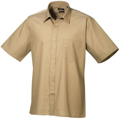 Premier Heren Korte Mouw Formele Poplin Gewoon Werk Shirt (Khaki) 54.5 Premier Heren Korte Mouw Formele Poplin Gewoon Werk Shirt (Khaki) 54.5