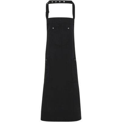 Premier Unisex Chino Cotton Bib Apron (Zwart) One Size Premier Unisex Chino Cotton Bib Apron (Zwart) One Size