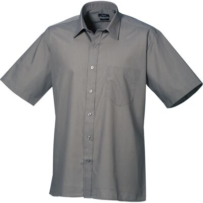 Premier Heren Korte Mouw Formele Poplin Gewoon Werk Shirt (Donkergrijs) 15.5N Premier Heren Korte Mouw Formele Poplin Gewoon Werk Shirt (Donkergrijs) 15.5N