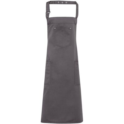 Premier Unisex Chino Cotton Bib Apron (Staal) One Size Premier Unisex Chino Cotton Bib Apron (Staal) One Size