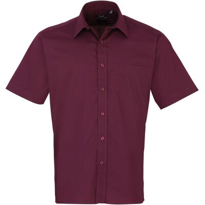 Premier Heren Korte Mouw Formele Poplin Gewoon Werk Shirt (Aubergine) 54.5 Premier Heren Korte Mouw Formele Poplin Gewoon Werk Shirt (Aubergine) 54.5