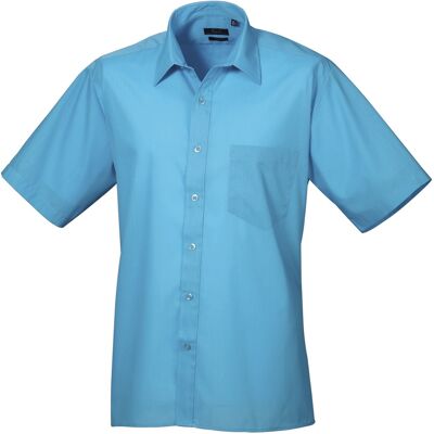 Premier Heren Korte Mouw Formele Poplin Gewoon Werk Shirt (Turquoise) 51.5 Premier Heren Korte Mouw Formele Poplin Gewoon Werk Shirt (Turquoise) 51.5