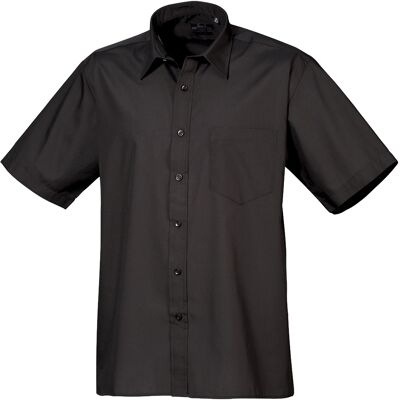 Premier Heren Korte Mouw Formele Poplin Gewoon Werk Shirt (Zwart) 17N Premier Heren Korte Mouw Formele Poplin Gewoon Werk Shirt (Zwart) 17N