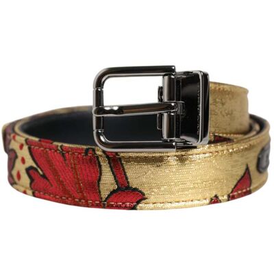 Dolce & Gabbana Gouden Bloemen Jacquard Zilveren Metalen Gesp Rugzak 90 cm Dolce & Gabbana Gouden Bloemen Jacquard Zilveren Metalen Gesp Rugzak 90 cm