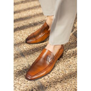 Wittchen Heren mocassins van echt leer met metalen logo, bruin 42 Wittchen Heren mocassins van echt leer met metalen logo, bruin 42