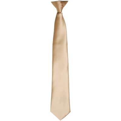Premier Kleuren Heren Satin Clip Tie (Khaki) One Size Premier Kleuren Heren Satin Clip Tie (Khaki) One Size