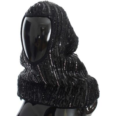 Dolce & Gabbana Vrouwen Zwart Gebreide Sequin Kap Sjaal Hoed One Size Dolce & Gabbana Vrouwen Zwart Gebreide Sequin Kap Sjaal Hoed One Size