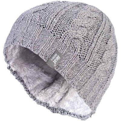 Heat Holders Thermische kabelgebreide wintermuts voor dames - Lichtgrijs One Size Heat Holders Thermische kabelgebreide wintermuts voor dames - Lichtgrijs One Size