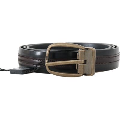 Dolce & Gabbana Mannen Zwart Bordeaux Leren Riem 100 cm Dolce & Gabbana Mannen Zwart Bordeaux Leren Riem 100 cm