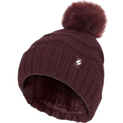 Heat Holders Dames Winter Bont Pom Pom Beanie Muts - Wijn One Size Heat Holders Dames Winter Bont Pom Pom Beanie Muts - Wijn One Size