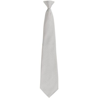 Premier Unisex volwassen kleuren modieuze effen Clip-On stropdas (Zilver) One Size Premier Unisex volwassen kleuren modieuze effen Clip-On stropdas (Zilver) One Size