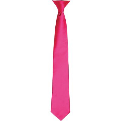 Premier Kleuren Heren Satin Clip Tie (Heet Roze) One Size Premier Kleuren Heren Satin Clip Tie (Heet Roze) One Size