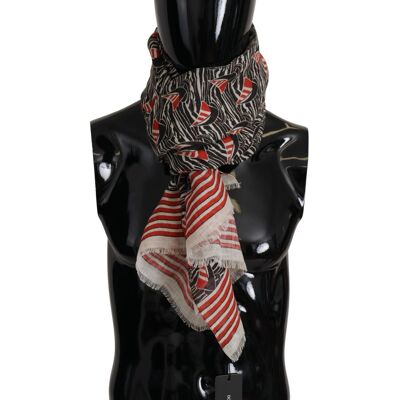 Dolce & Gabbana Zwart Rode Linnen Zeilboot Streep Print Sjaal Voor Heren One Size Dolce & Gabbana Zwart Rode Linnen Zeilboot Streep Print Sjaal Voor Heren One Size