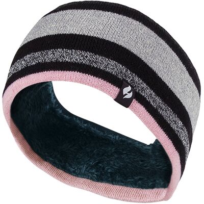 Heat Holders Dames fleece gevoerde thermo oorwarmer hoofdband - Streep Zwart Felroze One Size Heat Holders Dames fleece gevoerde thermo oorwarmer hoofdband - Streep Zwart Felroze One Size